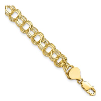 10K Yellow Gold Triple Link Charm Bracelet