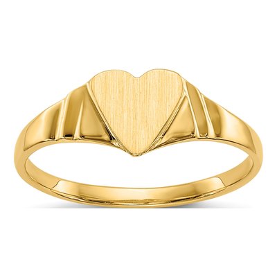 10K Yellow Gold Heart Signet for Baby Ring