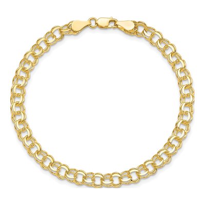 10K Yellow Gold Diamond-Cut Double Link Charm Bracelet – view 3