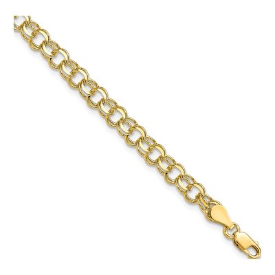 10K Yellow Gold Diamond-Cut Double Link Charm Bracelet