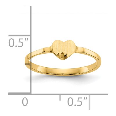 10K Yellow Gold Diamond-Cut Heart Baby Signet Ring – view 4