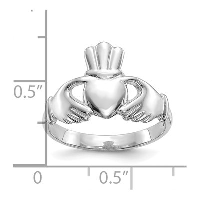 10K White Gold Claddagh Ring – view 3