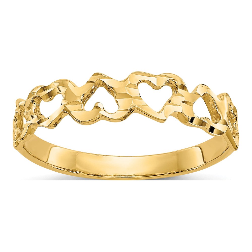 10K Yellow Gold Hearts Ring