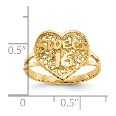 10K Yellow Gold Sweet 16-Heart Ring – view 4