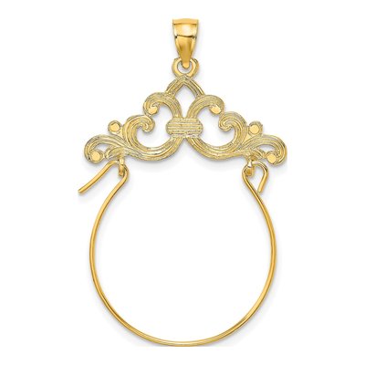 10K Yellow Gold Scroll Framed Holder Charm