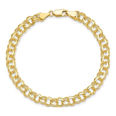 10K Yellow Gold Double Link Charm Bracelet – view 3
