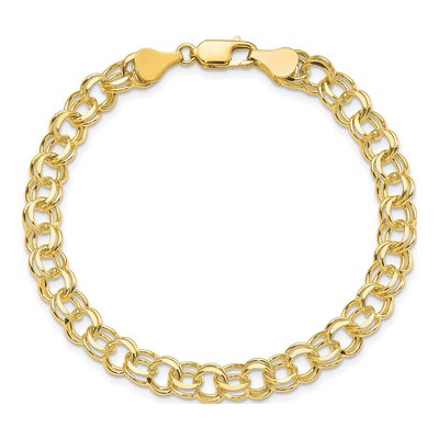 10K Yellow Gold Double Link Charm Bracelet – view 3