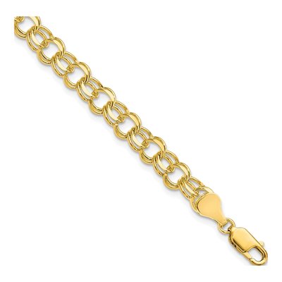 10K Yellow Gold Double Link Charm Bracelet