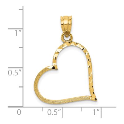 10K Yellow Gold Diamond-Cut Offset Heart Pendant – view 4