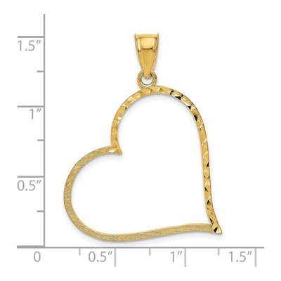 10K Yellow Gold Diamond-Cut Offset Heart Pendant – view 3