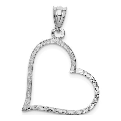 10K White Gold Reversible Heart Pendant – view 4