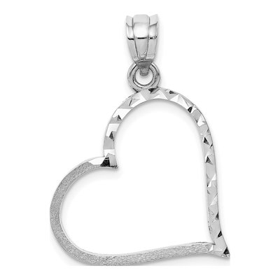 10K White Gold Reversible Heart Pendant