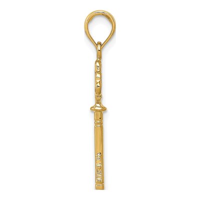 10K Yellow Gold 3-D Hearts Key Pendant – view 3