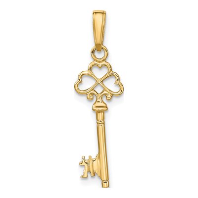 10K Yellow Gold 3-D Hearts Key Pendant – view 4