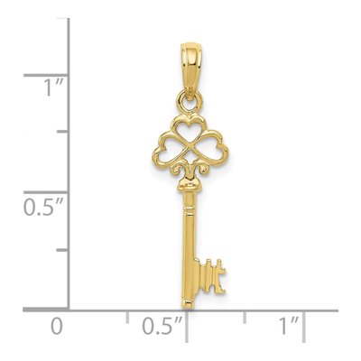 10K Yellow Gold 3-D Hearts Key Pendant – view 5