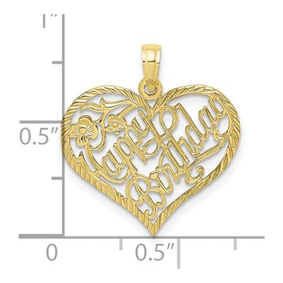 10K Yellow Gold Happy Birthday Heart Pendant – view 4