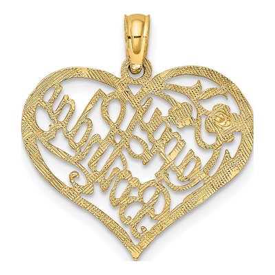 10K Yellow Gold Happy Birthday Heart Pendant – view 5