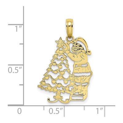 10K Yellow Gold Christmas Tree Santa Pendant – view 4