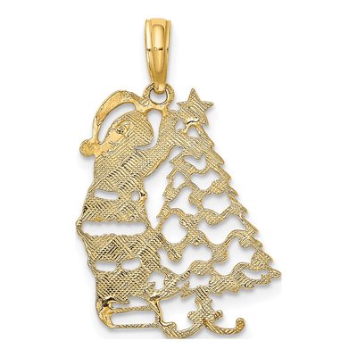10K Yellow Gold Christmas Tree Santa Pendant – view 5