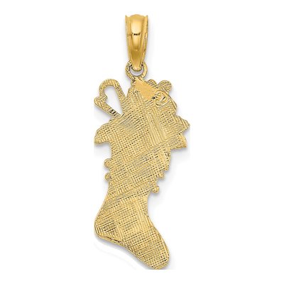 10K Yellow Gold Christmas Stocking Pendant – view 5