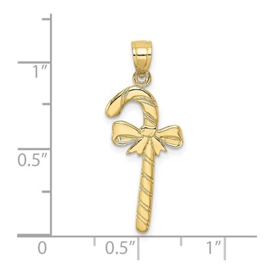10K Yellow Gold Candy Cane Bow Pendant – view 4