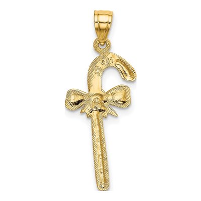 10K Yellow Gold Candy Cane Bow Pendant – view 5