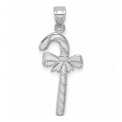 10K White Gold Candy Cane Pendant