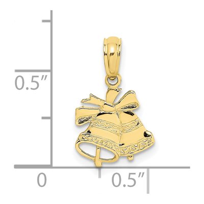 10K Yellow Gold Christmas Bells Pendant – view 4