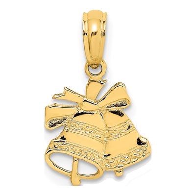 10K Yellow Gold Christmas Bells Pendant