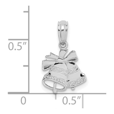 10K White Gold Christmas Bells Pendant – view 3