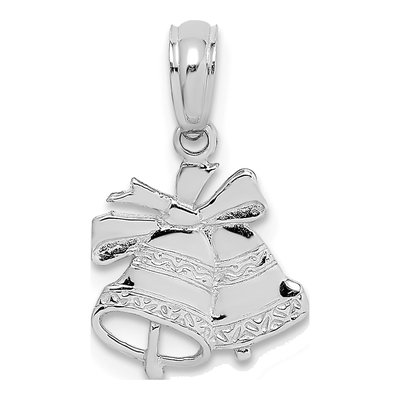 10K White Gold Christmas Bells Pendant