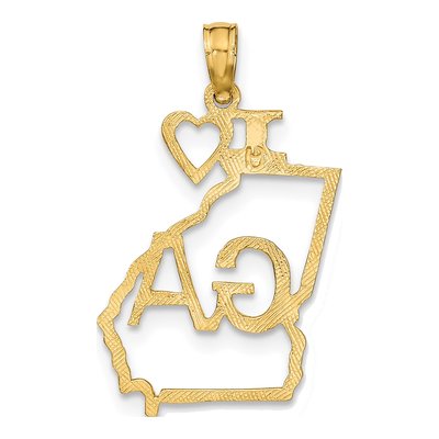 10K Yellow Gold I Heart Georgia Pendant – view 4