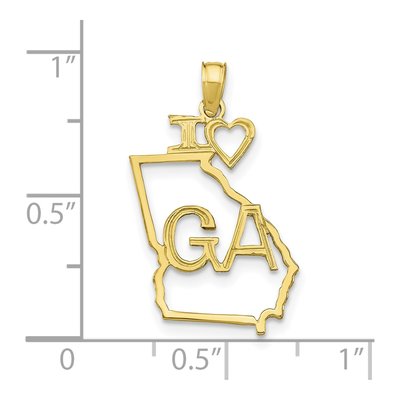 10K Yellow Gold I Heart Georgia Pendant – view 5