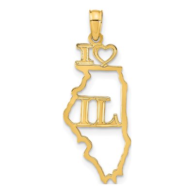 10K Yellow Gold I Heart Illinois Pendant