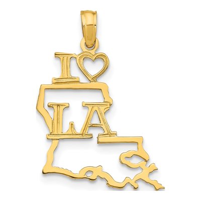 10K Yellow Gold I Heart Louisiana Pendant