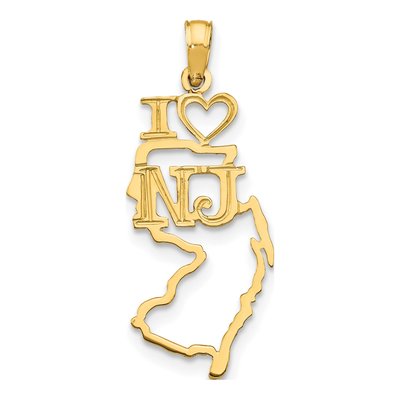 10K Yellow Gold I Heart NJ Pendant