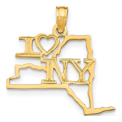 10K Yellow Gold I Heart NY Pendant