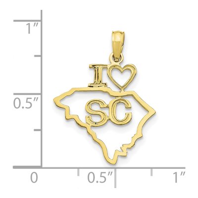 10K Yellow Gold I Heart South Carolina Pendant – view 5