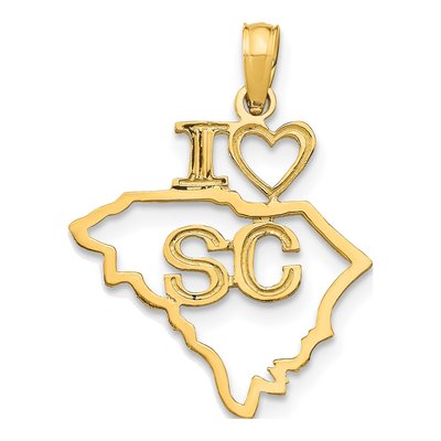 10K Yellow Gold I Heart South Carolina Pendant