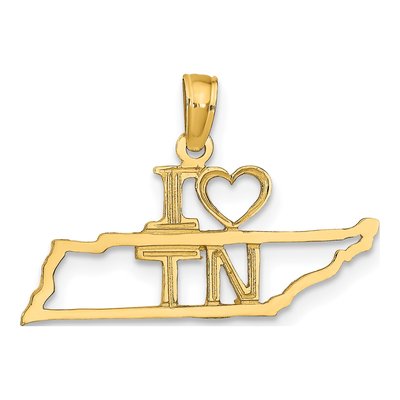 10K Yellow Gold I Heart Tennessee Pendant