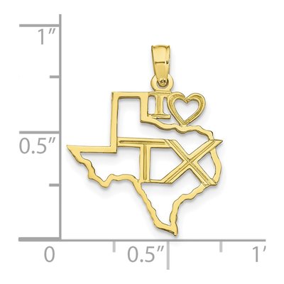 10K Yellow Gold I Heart Texas Pendant – view 5