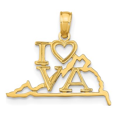 10K Yellow Gold I Heart Virginia Pendant