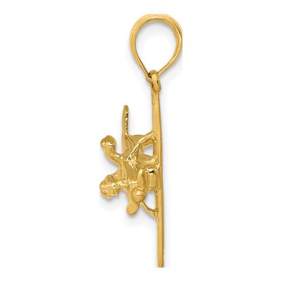 10K Yellow Gold 3D Airplane Pendant – view 2