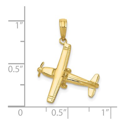 10K Yellow Gold 3D Airplane Pendant – view 3