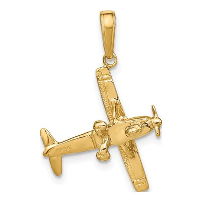 10K Yellow Gold 3D Airplane Pendant – view 4