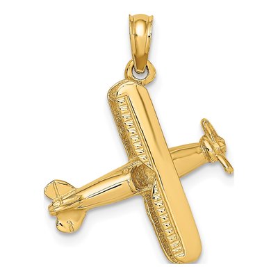 10K Yellow Gold 3D Bi-Plane Pendant