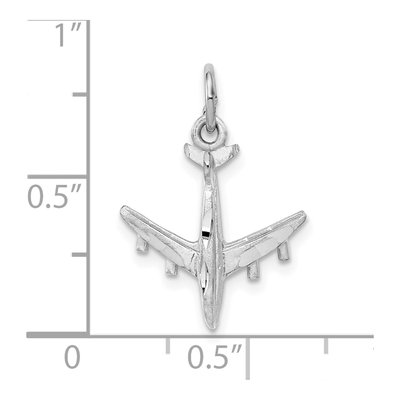 10k White Gold 3D Airplane Charm Pendant – view 3