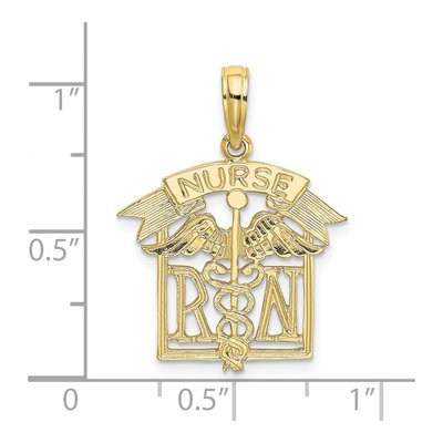 10K Yellow Gold RN Nurse Pendant – view 4
