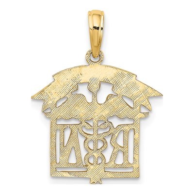 10K Yellow Gold RN Nurse Pendant – view 5