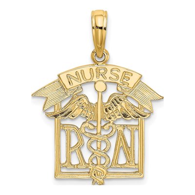 10K Yellow Gold RN Nurse Pendant